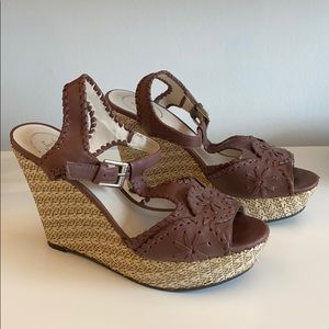 Jack Rogers brown leather wedge sandals size 7